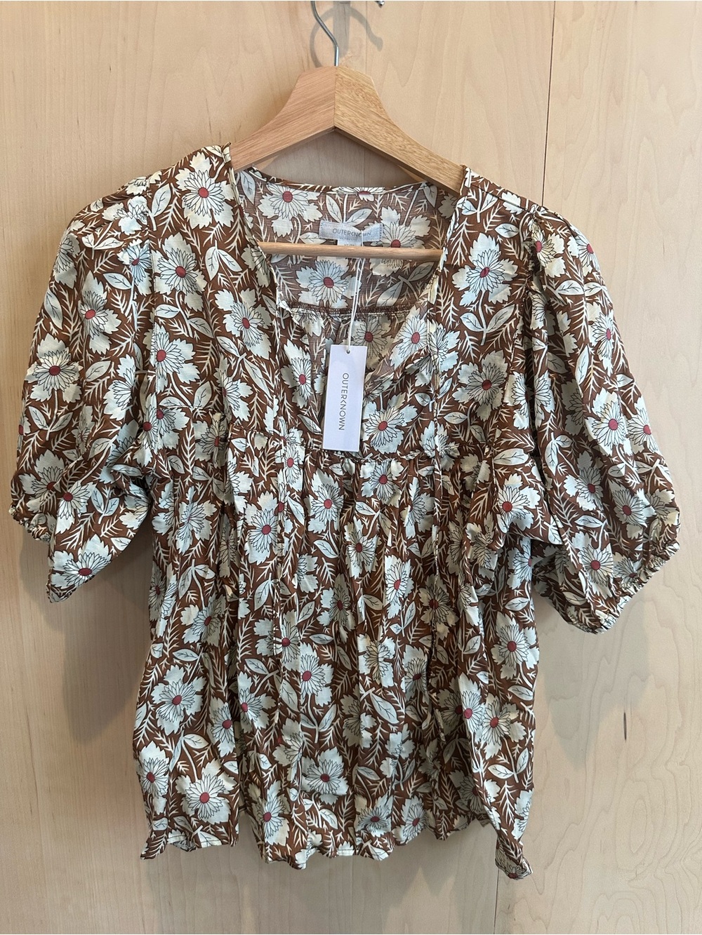 Outerknown Brown Floral Blouse